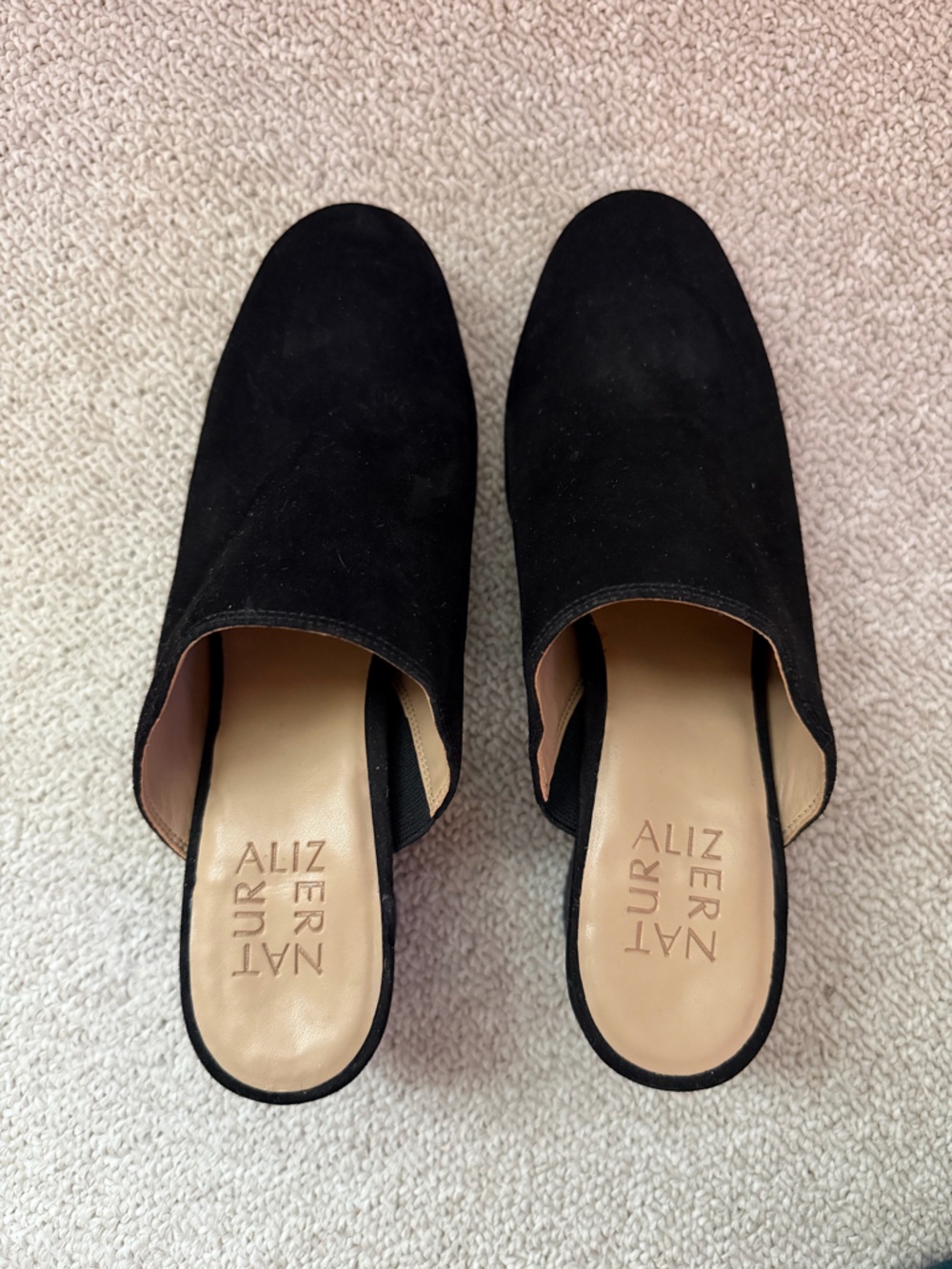 Naturalizer Black Suede Slide Mules